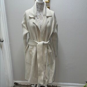 Joseph Cream Ribbed Belted Pea Coat